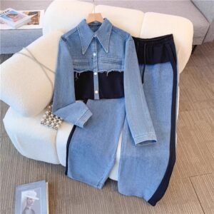 Wholesale Denim-Paneled Casual Sets ZH WorldTrade China Factory Supplier